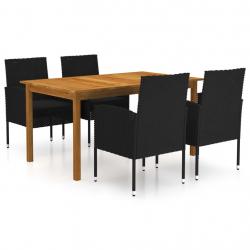 Ensemble à manger de jardin 5 pcs Noir alsavelo