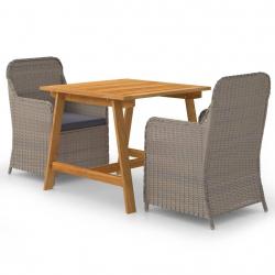 Ensemble à manger de jardin 3 pcs Marron alsavelo