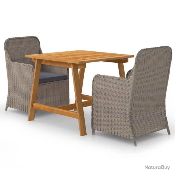 Ensemble  manger de jardin 3 pcs Marron alsavelo