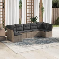 Salon de jardin avec coussins 7 pcs gris résine tressée alsavelo