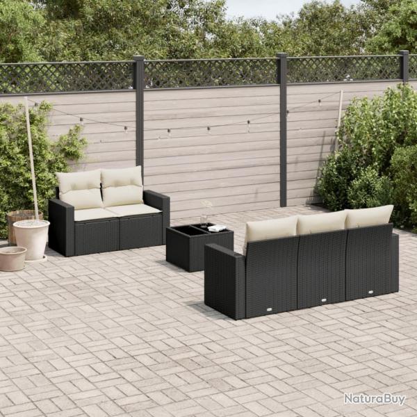 Salon de jardin 6 pcs avec coussins noir rsine tresse alsavelo
