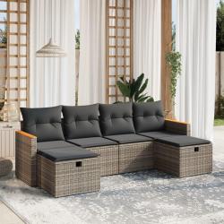 Salon de jardin 6 pcs avec coussins gris résine tressée alsavelo