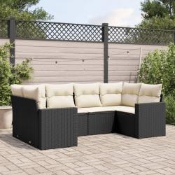 Salon de jardin 6 pcs avec coussins noir résine tressée alsavelo