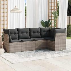 Salon de jardin 5 pcs avec coussins gris clair résine tressée alsavelo