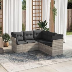 Salon de jardin 5 pcs avec coussins gris clair résine tressée alsavelo