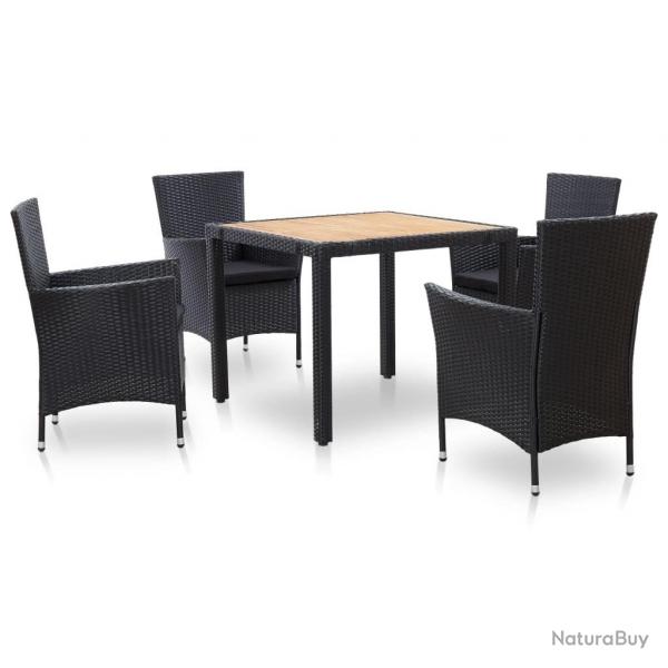 Salon de jardin 5 pcs avec coussins rsine tresse noir alsavelo