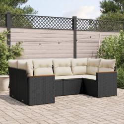 Salon de jardin 6 pcs avec coussins noir résine tressée alsavelo