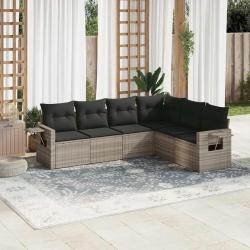 Salon de jardin 6 pcs avec coussins gris clair résine tressée alsavelo