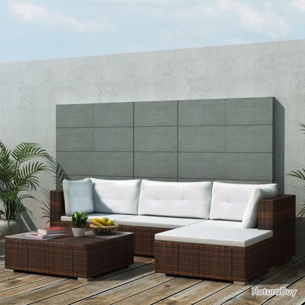 Salon de jardin 5 pcs avec coussins Rsine tresse Marron alsavelo