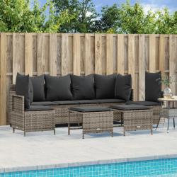 Salon de jardin 5 pcs avec coussins gris résine tressée alsavelo