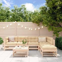 Salon de jardin 7 pcs Bois de pin massif alsavelo