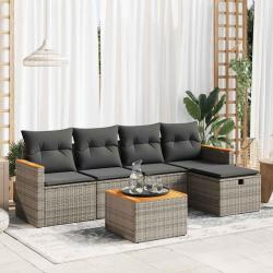 Salon de jardin 6 pcs avec coussins gris résine tressée alsavelo
