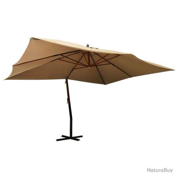 Parasol de jardin en porte--faux avec mt en bois taupe alsavelo