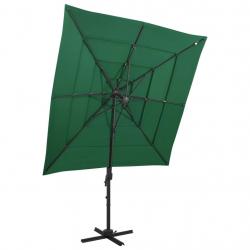 Parasol de jardin à 4 niveaux avec mât en aluminium vert alsavelo