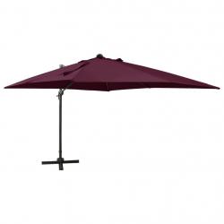 Parasol de jardin en porte-à-faux avec mât et lumières LED alsavelo