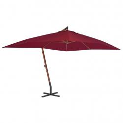 Parasol de jardin en porte-à-faux et mât en bois rouge bordeaux alsavelo