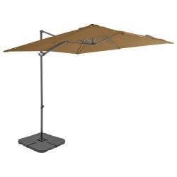 Parasol de jardin avec base portable taupe alsavelo
