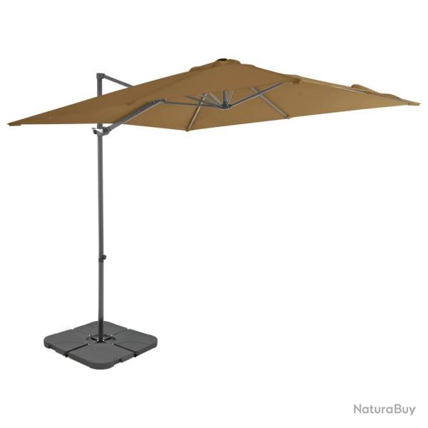 Parasol de jardin avec base portable taupe alsavelo