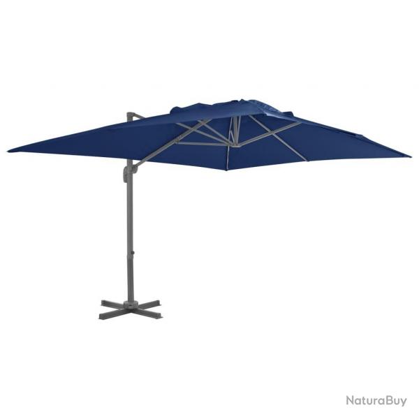 Parasol de jardin en porte--faux et mt en aluminium bleu azur alsavelo