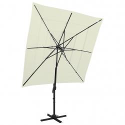 Parasol de jardin à 4 niveaux avec mât en aluminium sable alsavelo