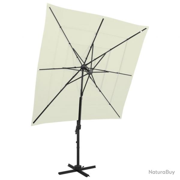 Parasol de jardin  4 niveaux avec mt en aluminium sable alsavelo