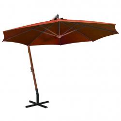 Parasol de jardin suspendu avec mât terre cuite bois de sapin alsavelo