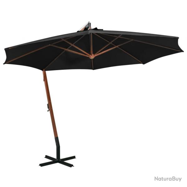 Parasol de jardin suspendu avec mt noir bois de sapin massif alsavelo
