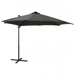Parasol de jardin en porte-à-faux avec mât et lumières LED alsavelo