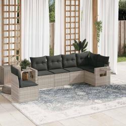 Salon de jardin 6 pcs avec coussins gris clair résine tressée alsavelo
