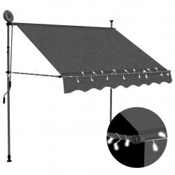Auvent manuel rétractable avec LED 150 cm Anthracite alsavelo