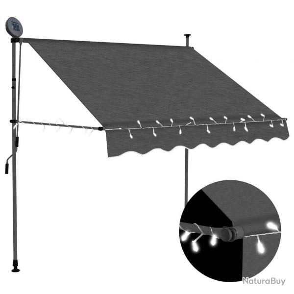 Auvent manuel rtractable avec LED 150 cm Anthracite alsavelo