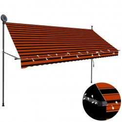 Auvent manuel rétractable avec LED 300 cm Orange et marron alsavelo