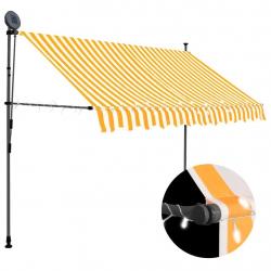 Auvent manuel rétractable avec LED 250 cm Blanc et orange alsavelo