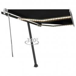 Auvent manuel rétractable avec LED 300x250 cm Anthracite alsavelo