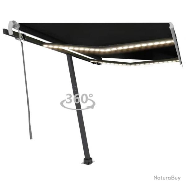 Auvent manuel rtractable avec LED 300x250 cm Anthracite alsavelo