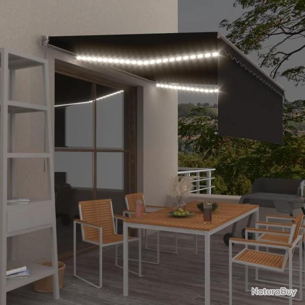 Auvent manuel rtractable et store et LED 4x3 m Anthracite alsavelo