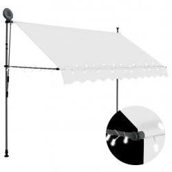 Auvent manuel rétractable avec LED 300 cm Crème alsavelo