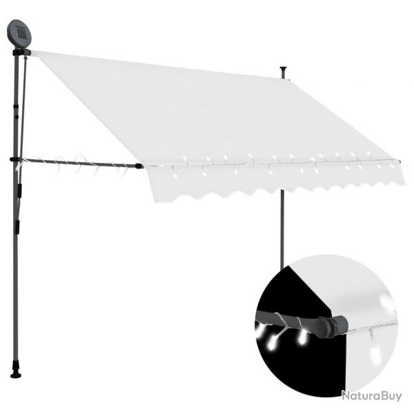 Auvent manuel rtractable avec LED 300 cm Crme alsavelo