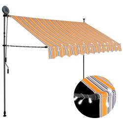 Auvent manuel rétractable avec LED 300 cm Jaune et bleu alsavelo