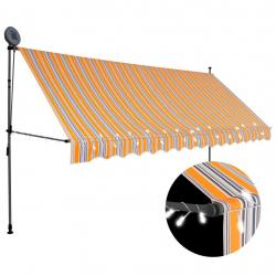 Auvent manuel rétractable avec LED 350 cm Jaune et bleu alsavelo