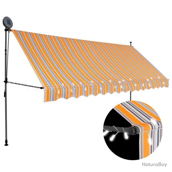 Auvent manuel rtractable avec LED 350 cm Jaune et bleu alsavelo