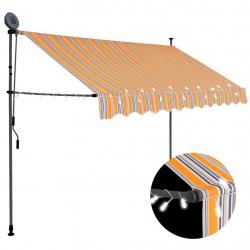 Auvent manuel rétractable avec LED 250 cm Jaune et bleu alsavelo