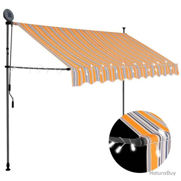 Auvent manuel rtractable avec LED 250 cm Jaune et bleu alsavelo