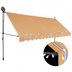 Auvent manuel rétractable avec LED 400 cm Jaune et bleu alsavelo