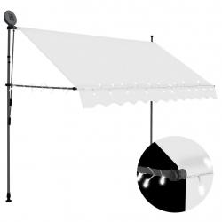 Auvent manuel rétractable avec LED 250 cm Crème alsavelo