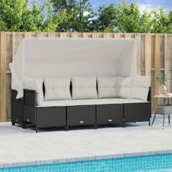 Salon de jardin 5 pcs avec coussins noir résine tressée alsavelo