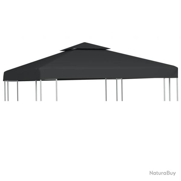 Recouvrement de remplacement d'auvent 310 g/m 3x3 m Gris fonc alsavelo