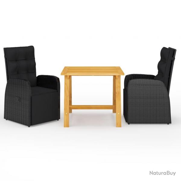 Ensemble  manger de jardin 3 pcs Noir alsavelo