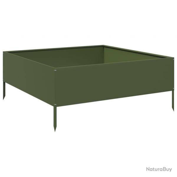 Jardinire bac lit surlev plantes fleurs terrasse jardin de jardin olive 100 x 100 x 25 cm acier