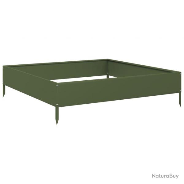 Jardinire bac lit surlev plantes fleurs terrasse jardin de jardin olive 100 x 100 x 26 cm acier